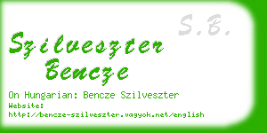 szilveszter bencze business card